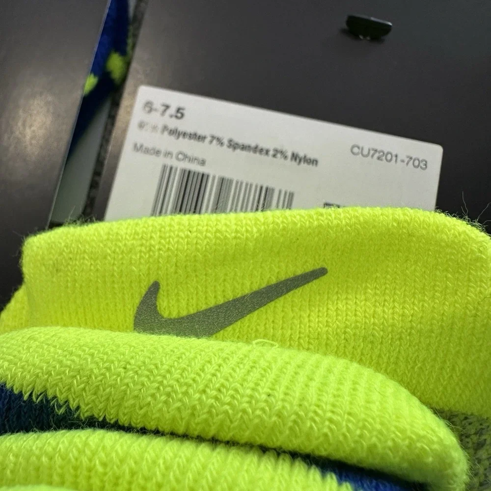 Nike Spark Running Socks No Show Tab Mens 6-7.5 Womens 7.5-9 Volt Reflective